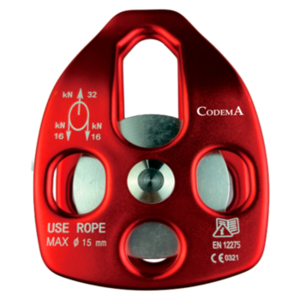 Polea de aluminio CODEMA 32 kN para rescate y trabajo vertical en altura