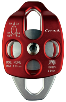 Polea doble de aluminio CODEMA 32 kN para rescate y trabajos verticales