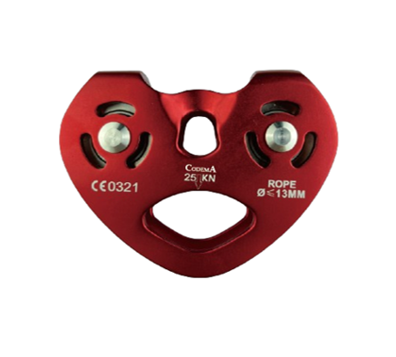 Polea tándem para trabajos en altura y sistemas de cuerda