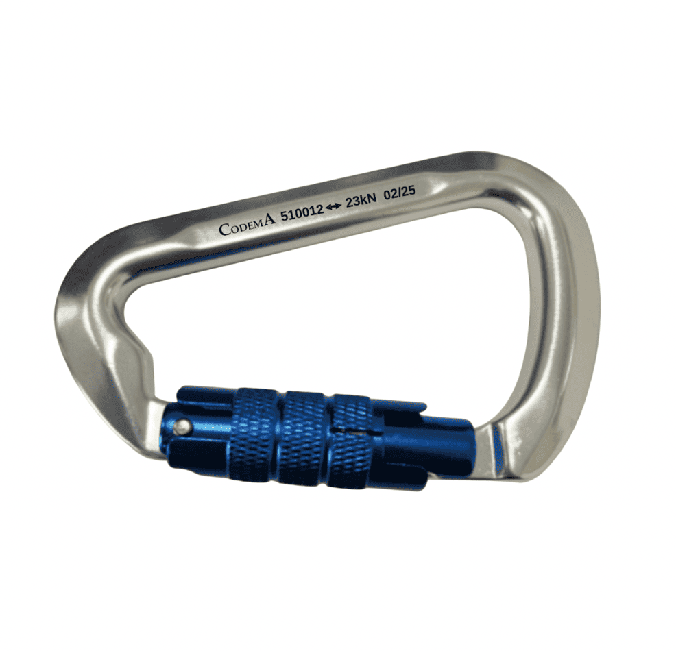 Mosquetón de aluminio de seguridad 25 kN para trabajos en altura