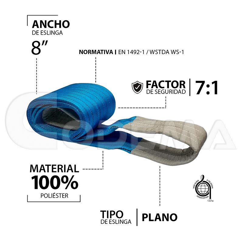 Especificaciones Eslinga CODEMA 8 Ton