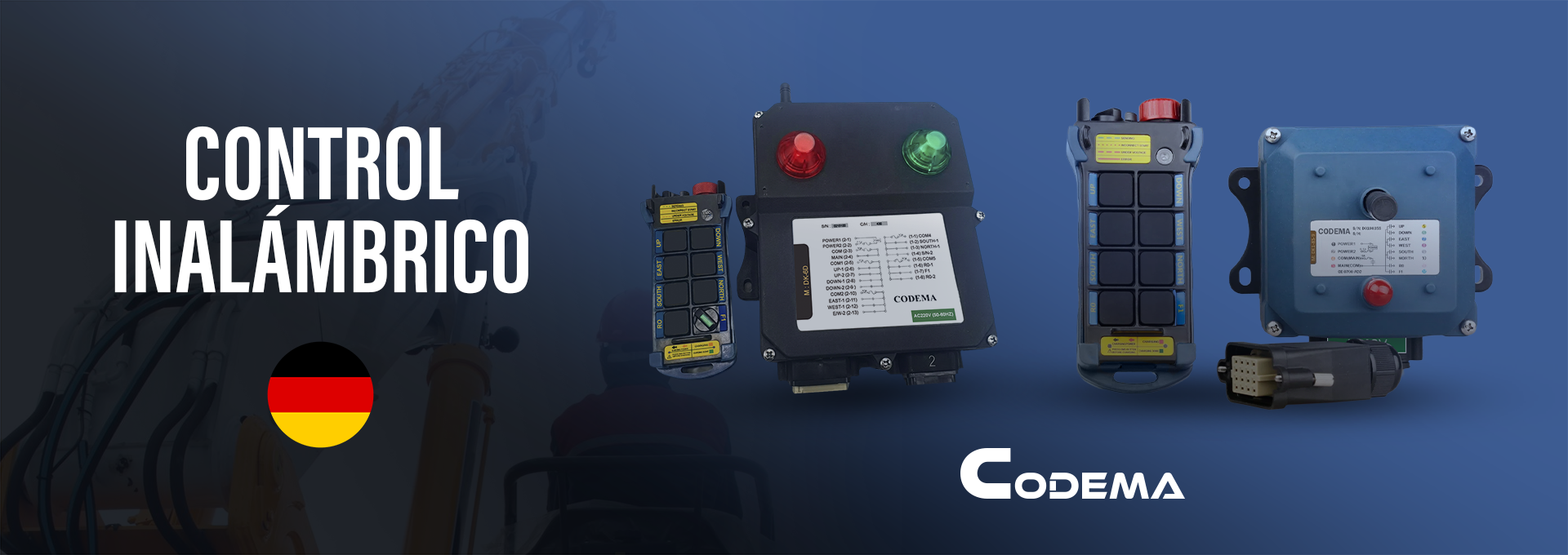 Mando inalámbrico para polipasto eléctrico industrial de elevación de carga.
