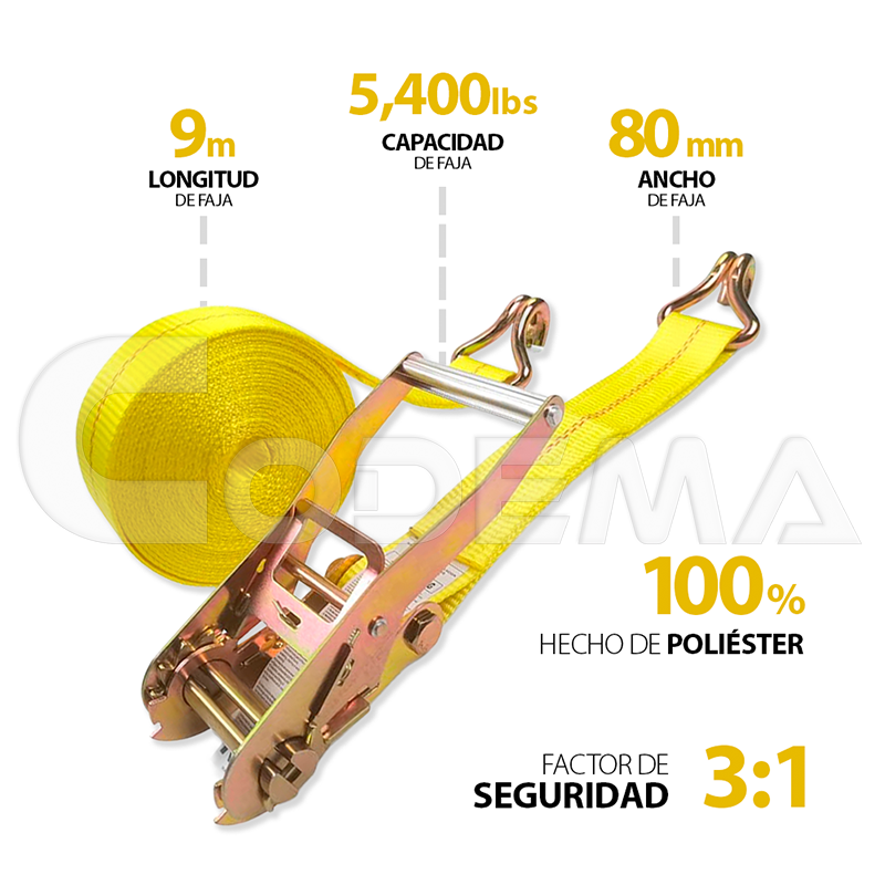Faja Ratchet CODEMA 3 Pulgadas
