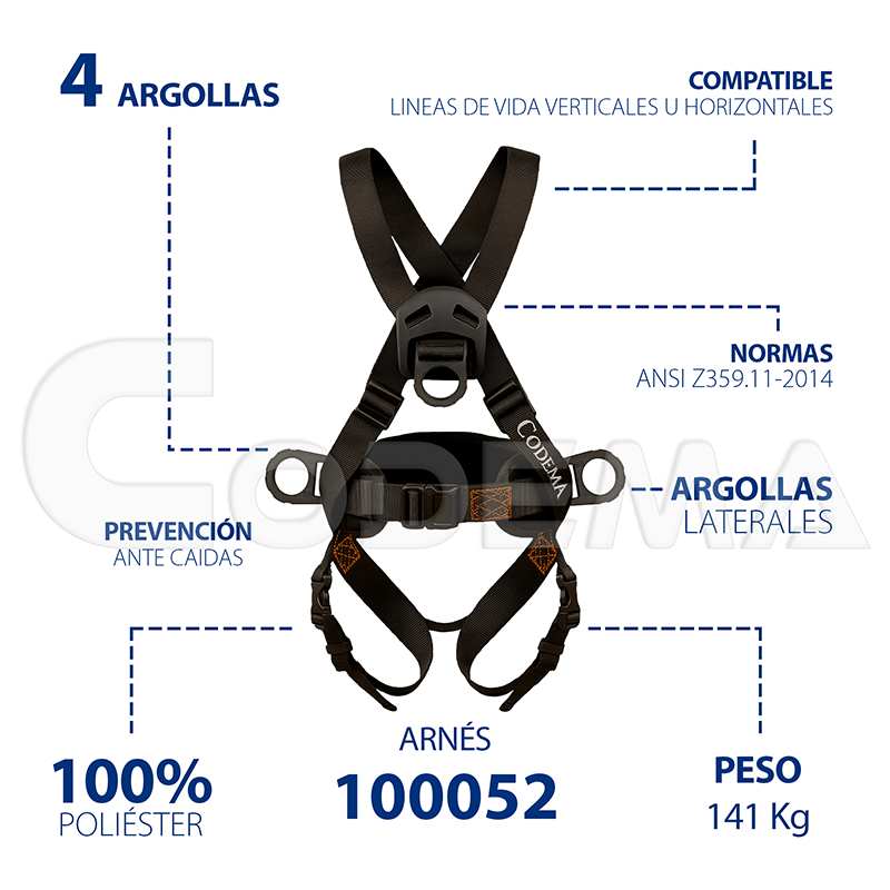 Arnés Dieléctrico CODEMA 4 Anclajes