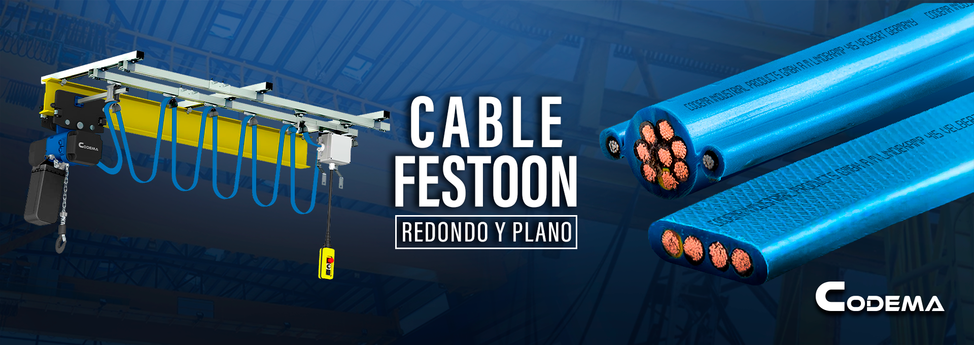 Cable festoon plano para sistema eléctrico de puente grúa