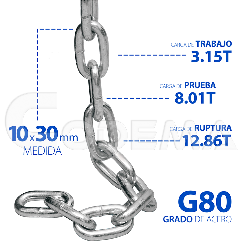 Cadena Grado 80 CODEMA 10x30mm