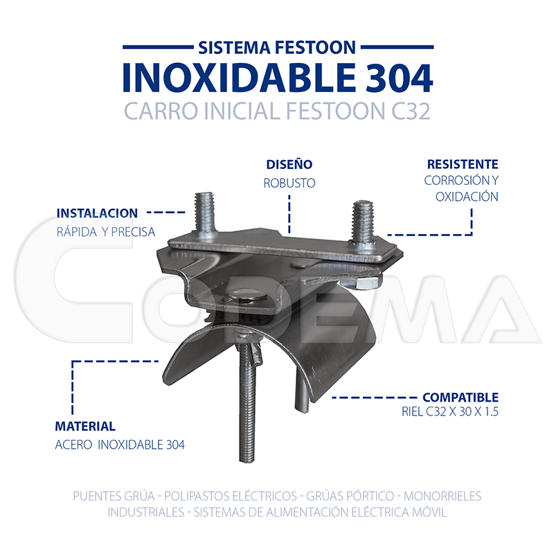 Carro Inicial Festoon C32 Acero Inoxidable