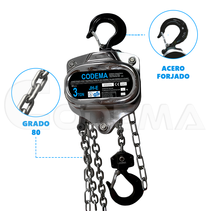 Polipasto Manual de Cadena CODEMA 3 Toneladas