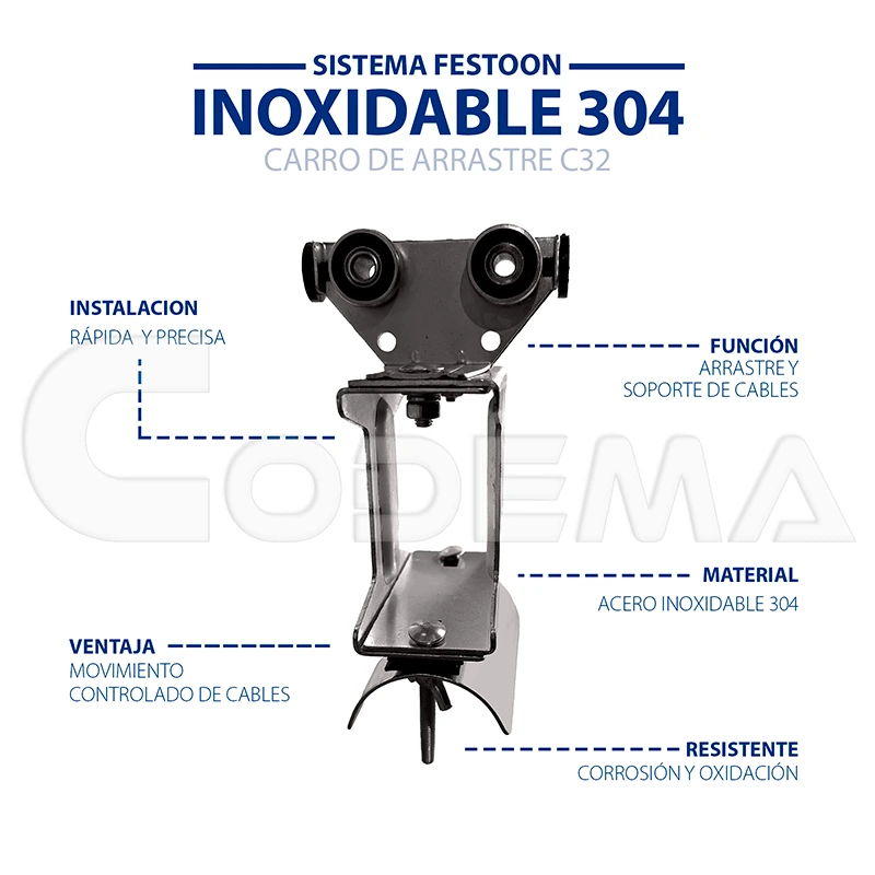 Carro de Arrastre C32 Acero Inoxidable