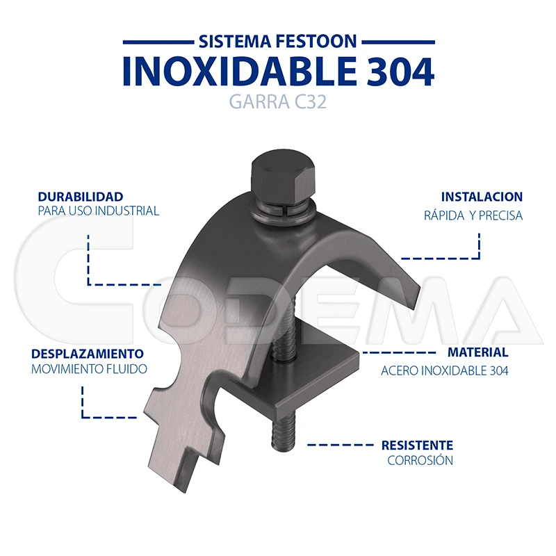 Garra C32 Acero Inoxidable 304